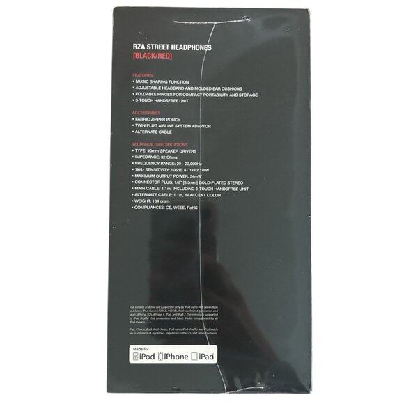 Chambers by RZA x WeSC Street Headphones Black/Red NIB 🎶 Collector Tech - RARE - Picture 2 of 5